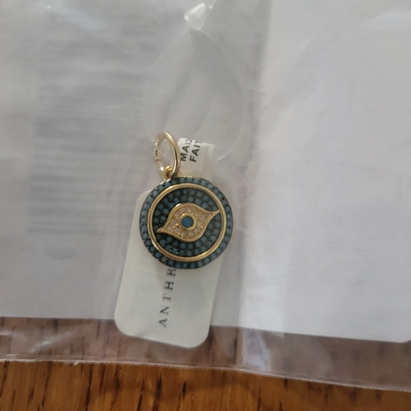Anthropologie Blue Disc Spirit Eye Pendant - dark turquoise - Picture 4 of 11
